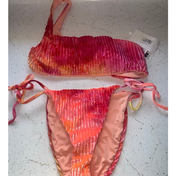 Dippin' Daisy's Pink and Orange Bikini-One Strap top-tie bottoms-medium-NWT - Picture 1 of 4